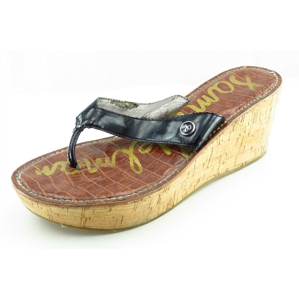 Sam Edelman‎ Size 7.5 M Black Flip Flop Synthetic Women Sandal Shoes